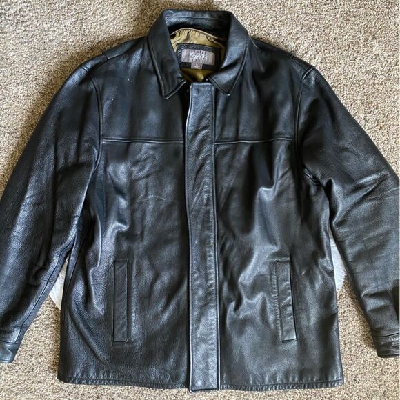 Wilson’s Leather Heavy Jacket Lined Black Mens Size Large - Picture 4 of 15